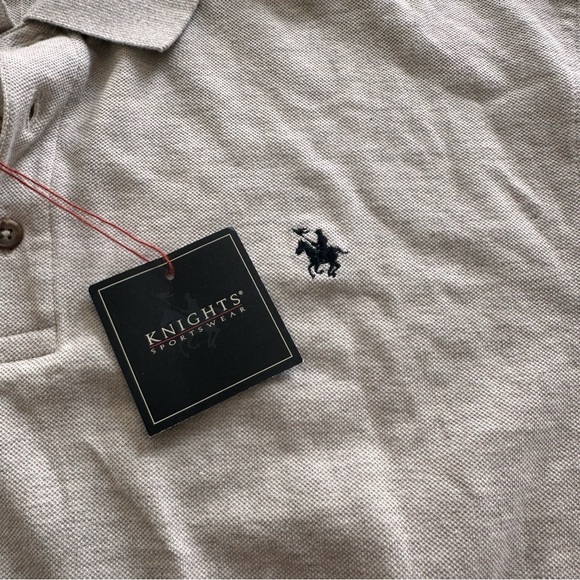 NWT Knights Sportswear Mens Polo Golf Shirt Medium Short Sleeve Kaki - Picture 2 of 5